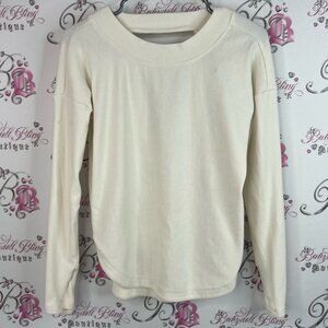 Athleta top sweater pull over open keyhole back Cream Long Sleeve Top